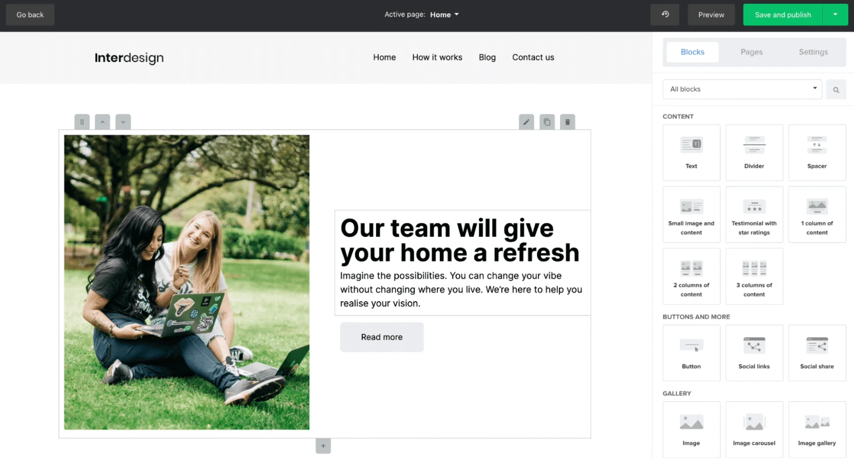MailerLite web building interface