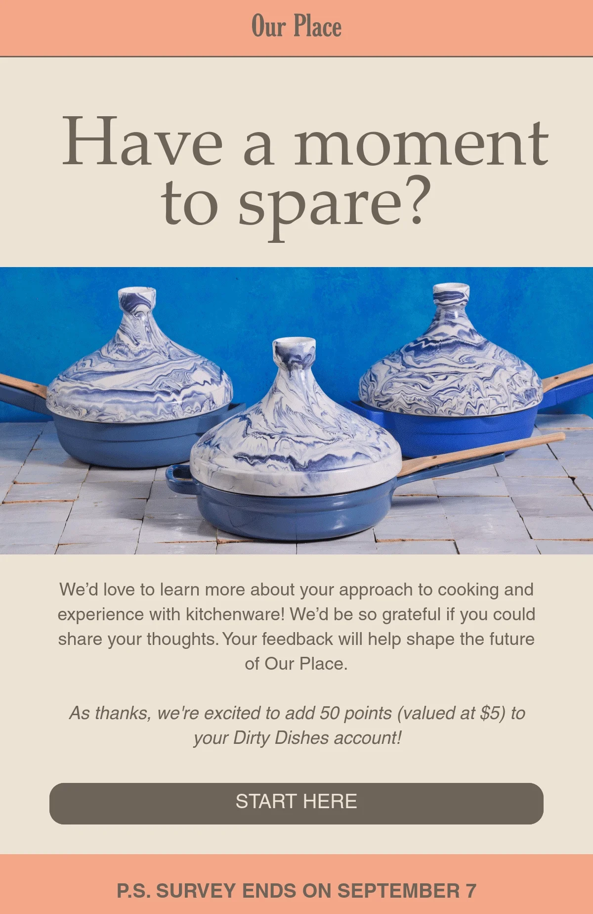 Example of an email campaign requesting feedback