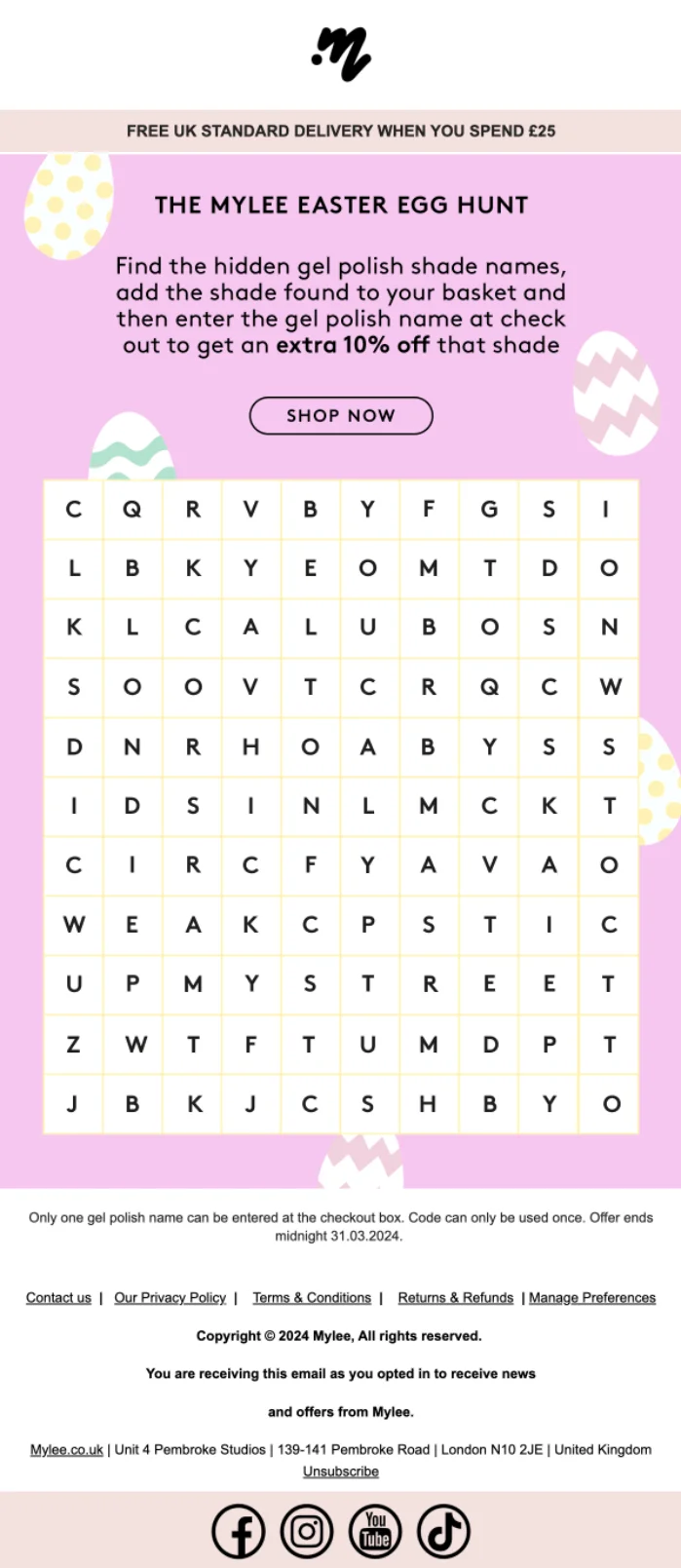 An Easter email with a picture of the letter puzzle