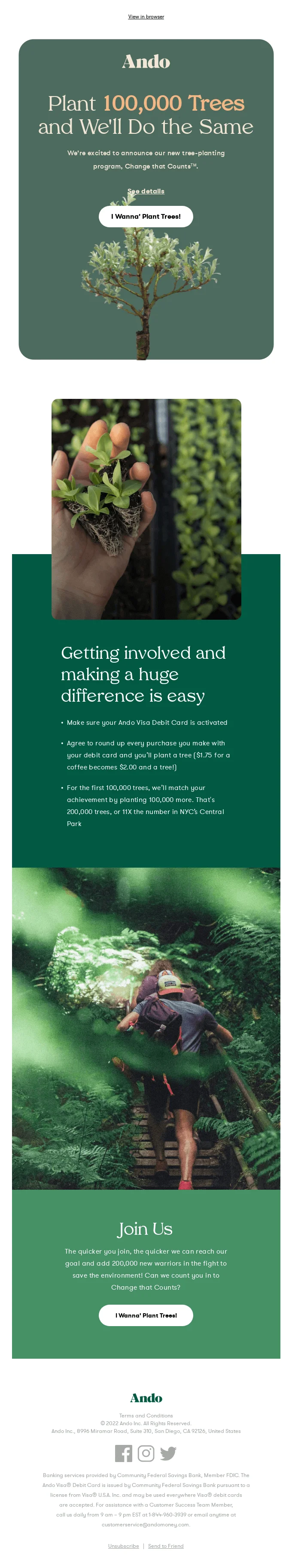 Earth day email from Ando