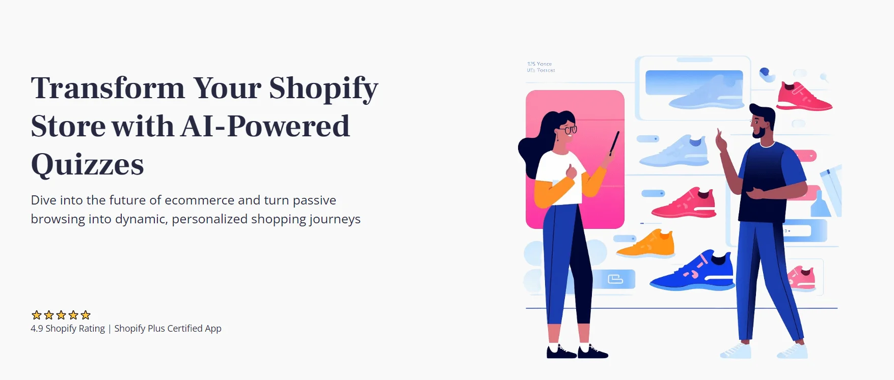 Octane AI quizzes landing page screenshot claiming to transform Shopify stores by turning passive browsing into shopping journeys