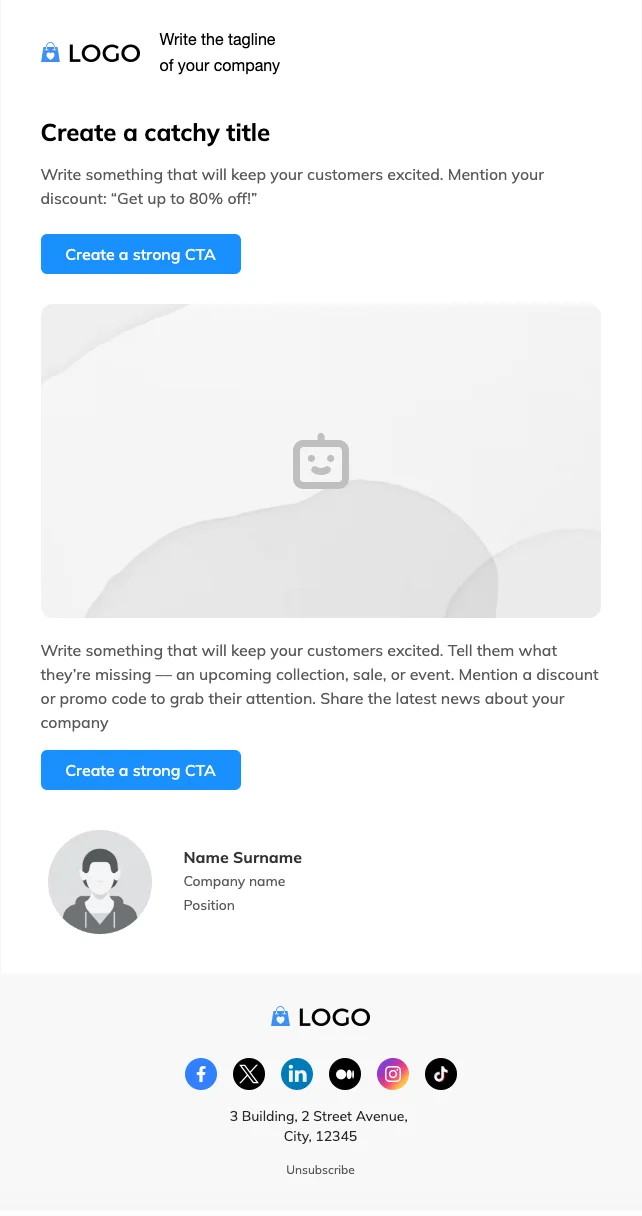 Default template for sending a sales offer