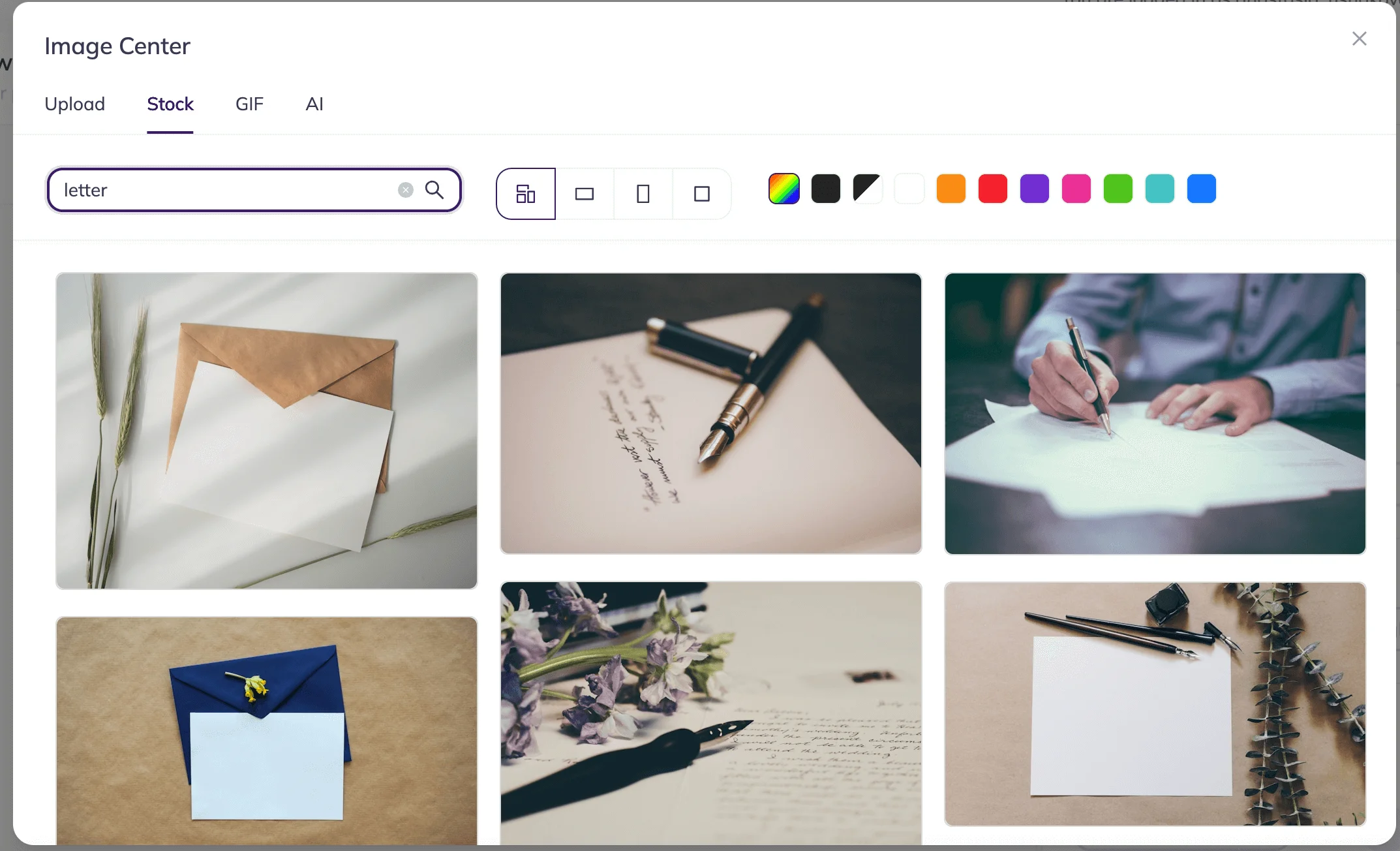 Selzy email template builder stock image library