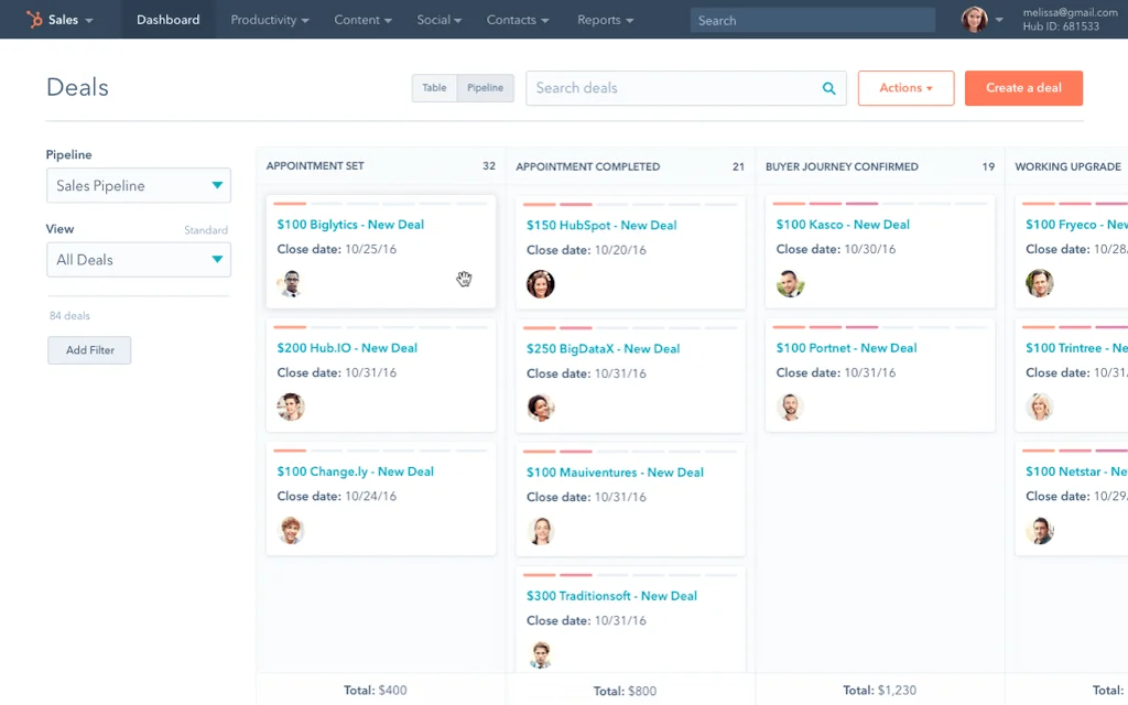 Hubspot sales pipeline tracking demonstration