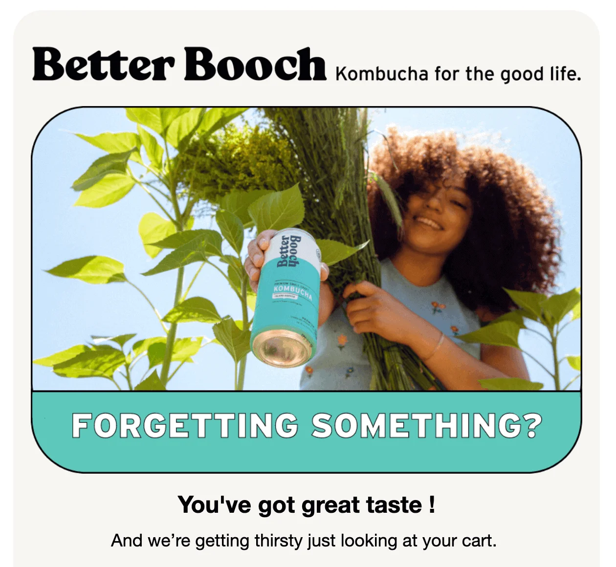 An email banner with a photo with a black line around it and rounded corners