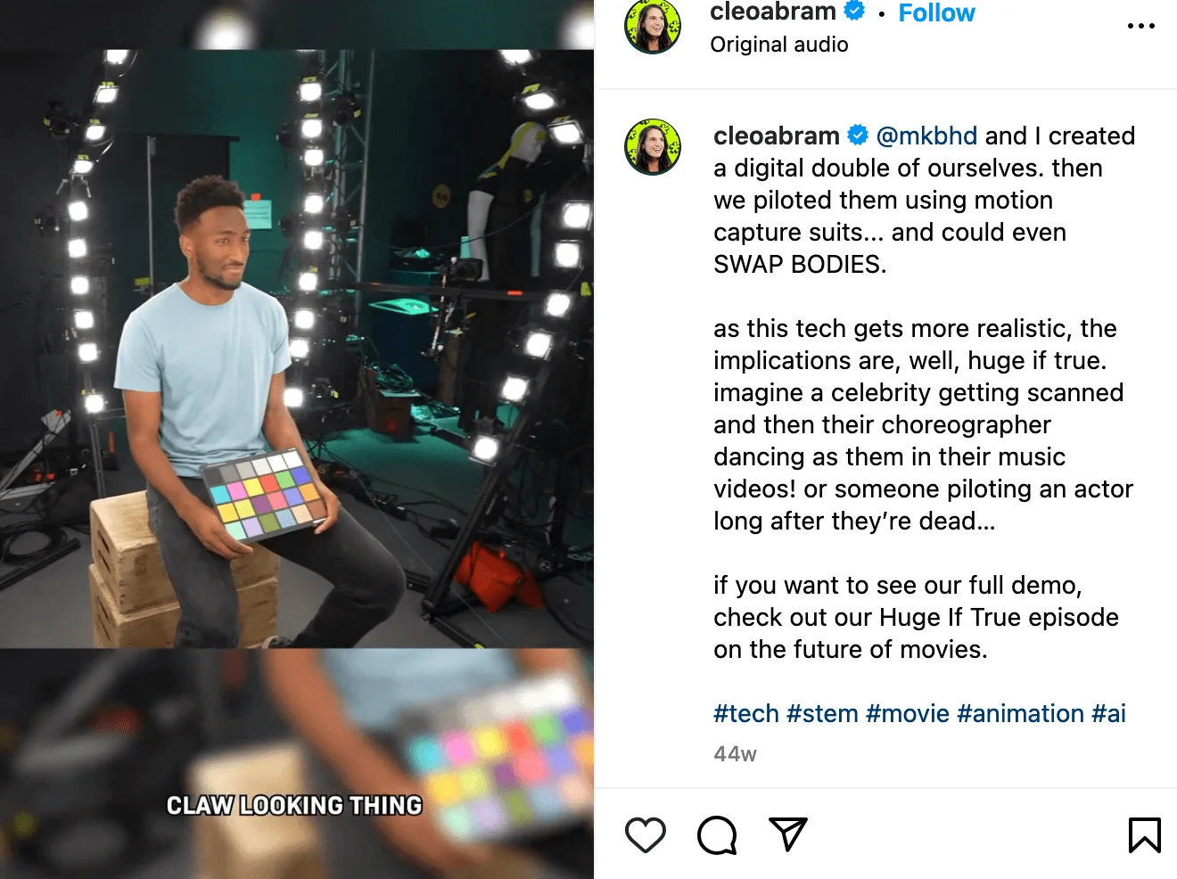 A short Reel from Cleo Abrams dissecting how modern digital doubles technology is used in movies