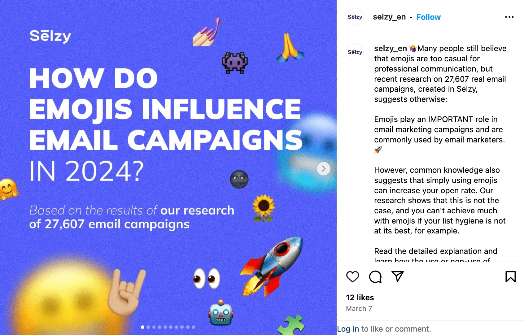 Selzy’s image carousel with main findings from the research post