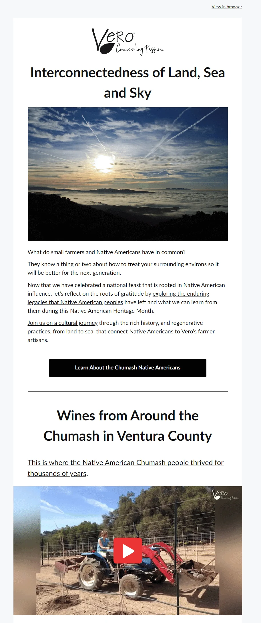 An email by Vero, celebrating the National Native American Heritage Month