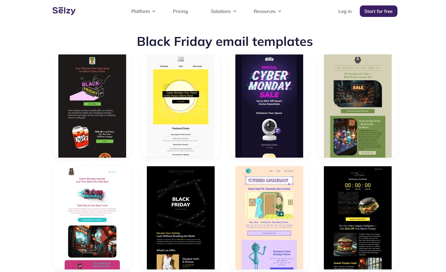 Selzy’s Black Friday email templates