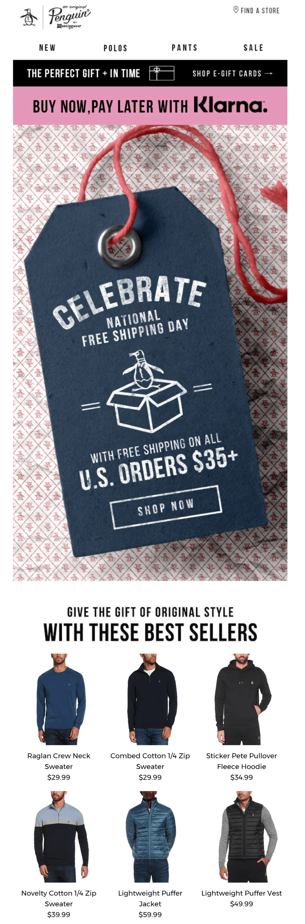 An email from Penguin offering free shipping on orders over $35 for National Free Shipping Day