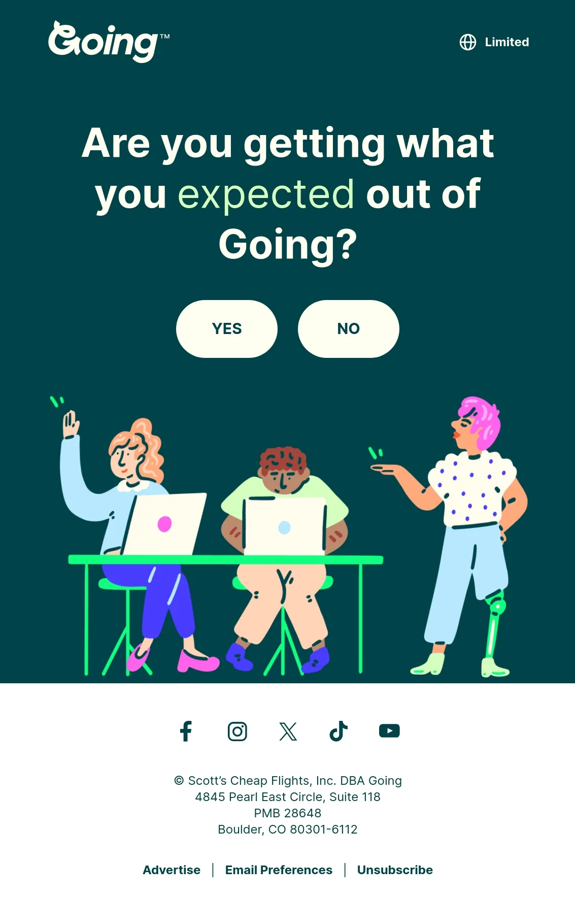 Going email asking for a simple Yes/No answer