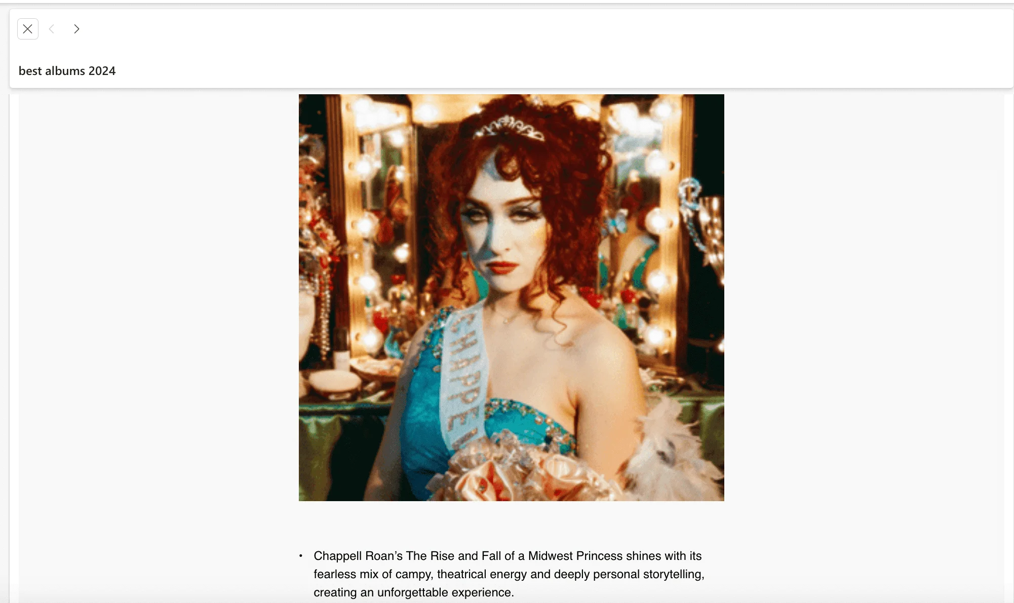 An email in Outlook featuring Chappel Roan’s album cover and some text