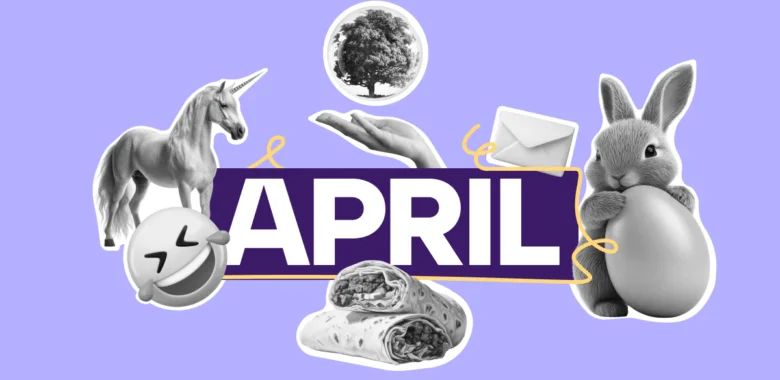 A cover image for an article with April newsletter ideas, examples, and tips for 2026