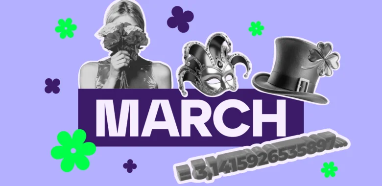 A cover image for an article with March newsletter ideas, examples, and tips for 2025