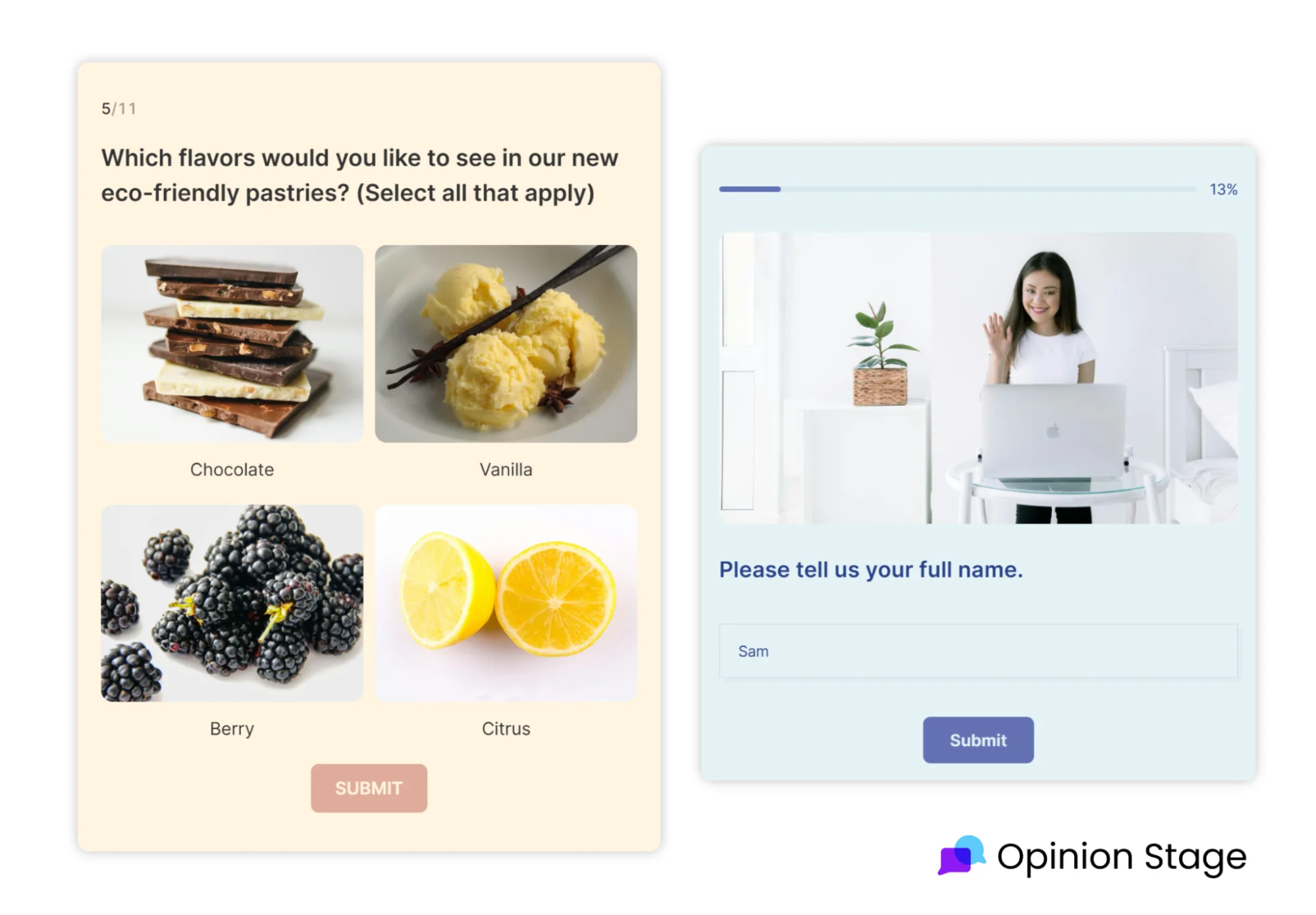 A screenshot of Opinion Stage's interface