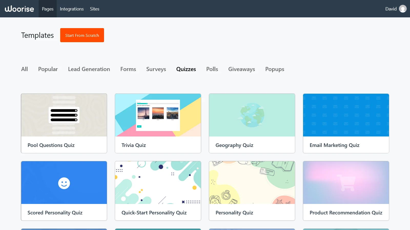 Woorise's quiz maker interface