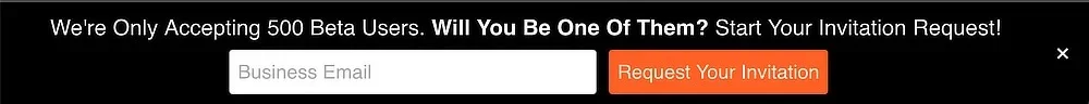 Example of a floating bar with an embedded sign-up form