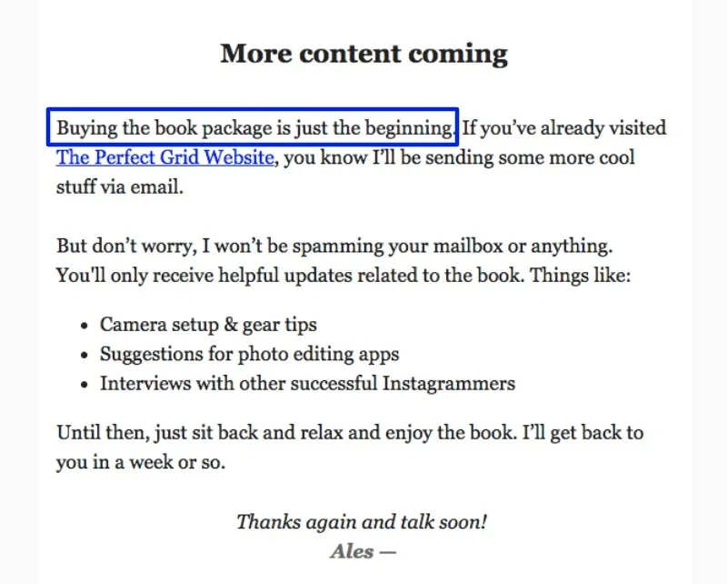 An example of promising a certain frequency of your campaigns