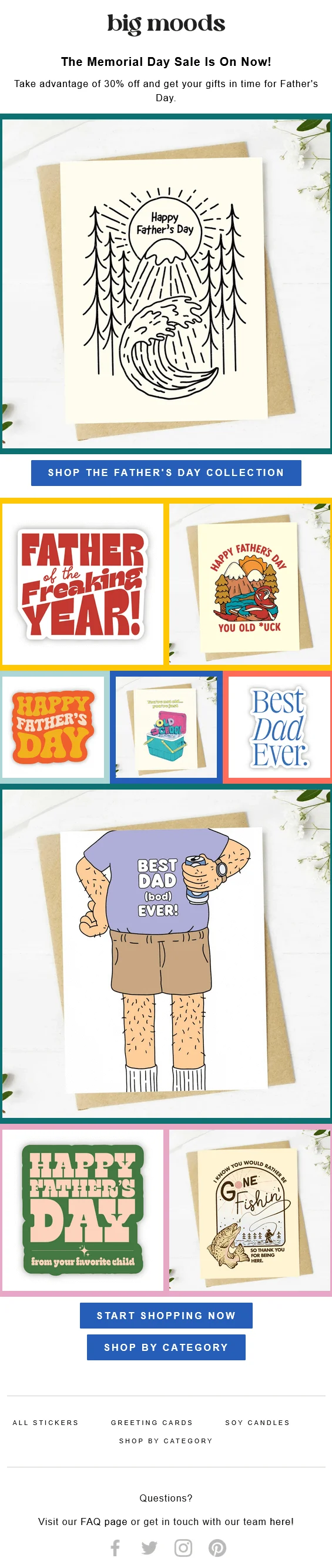 Big Moods Memorial Day email is all about Father's Day