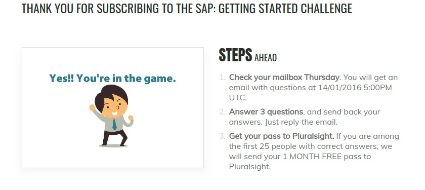 An example of a challenge thank you page