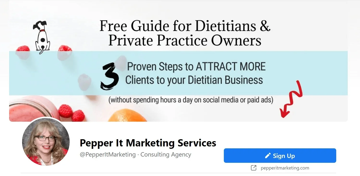 A Facebook sign-up button backed up by a freebie