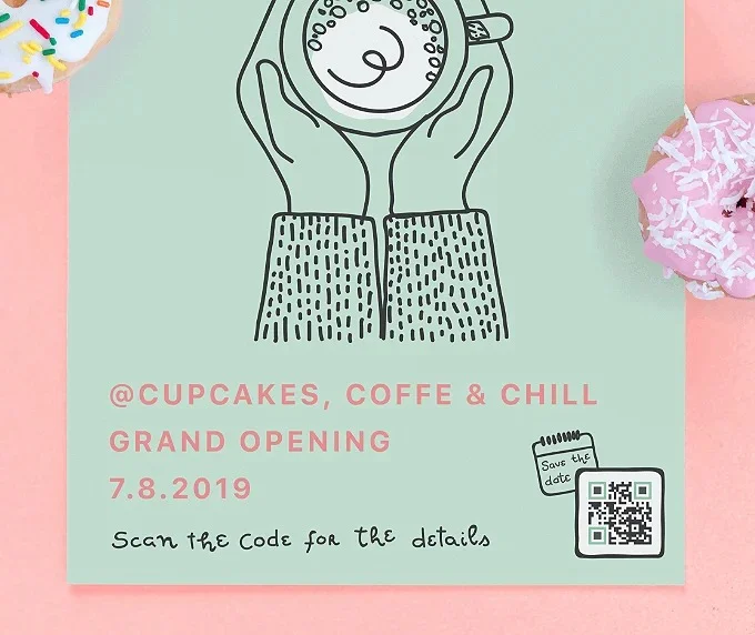An event flyer with a QR code