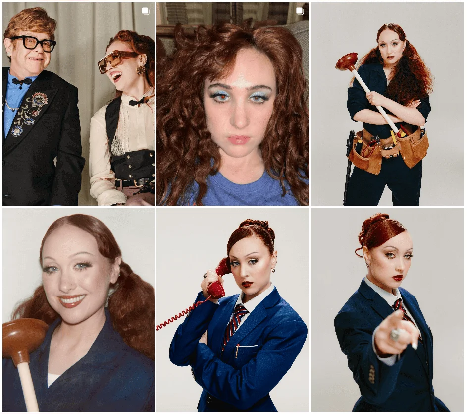 A bunch of posts on Chappell Roan’s Instagram account focused on a photoshoot where she cosplays different professions