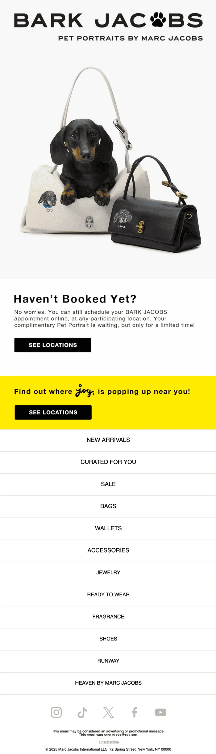 An email with the heading “Haven’t booked yet?” and a CTA button “See locations”
