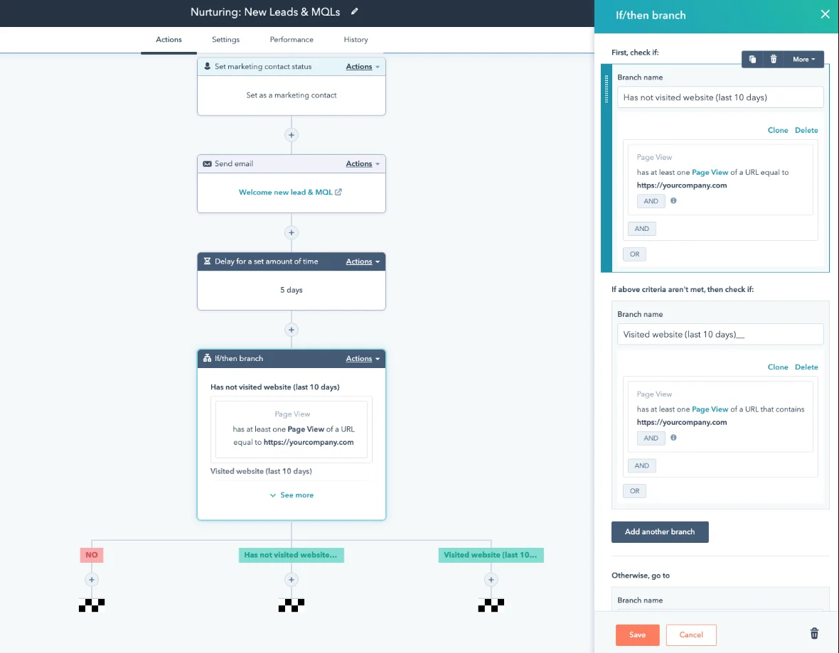 HubSpot’s automation workflows