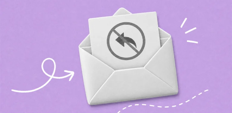 No-reply email cover with large envelope and blocked reply symbol