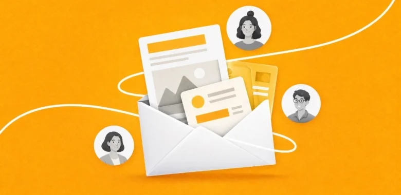 Email personalization cover with personalized email cards and avatars