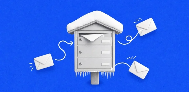 How to create cold emails cover with a frozen mailbox and envelopes