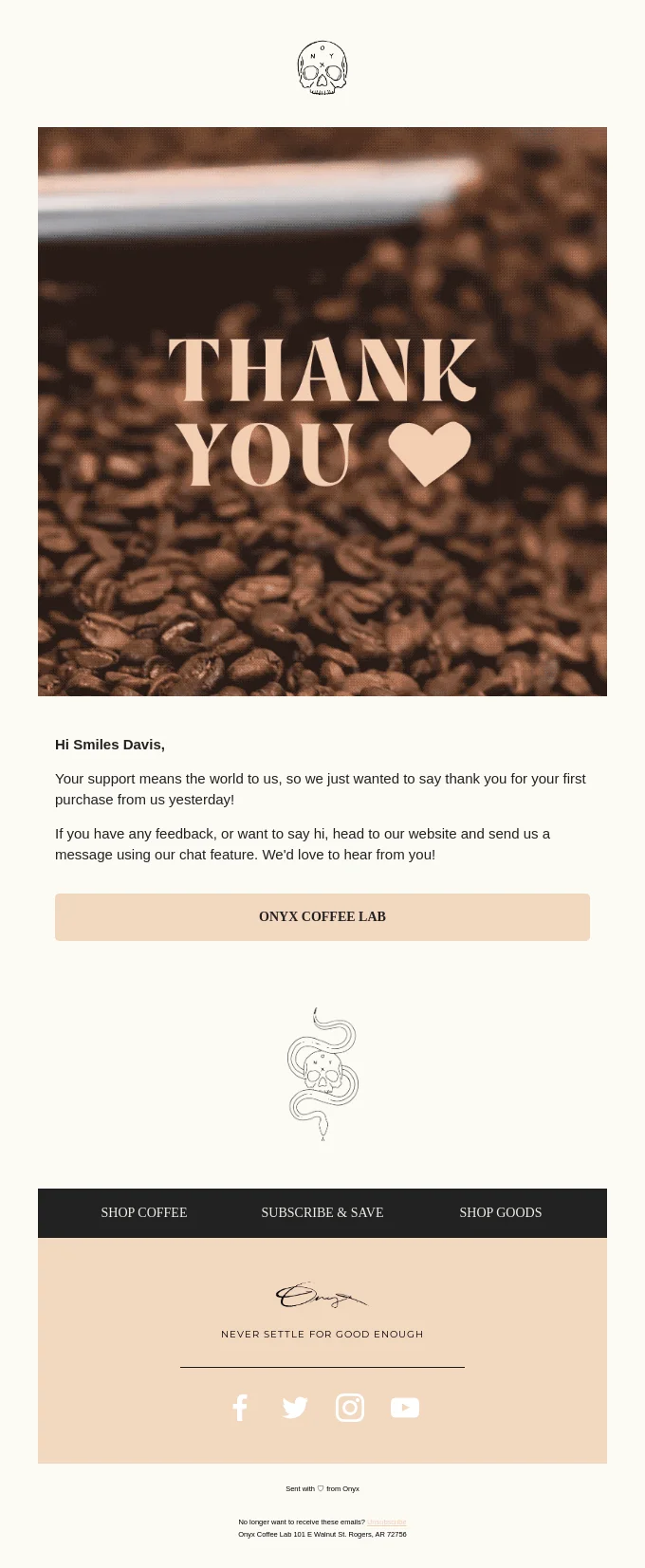 Cross-sell email recommending products related to a recent purchase