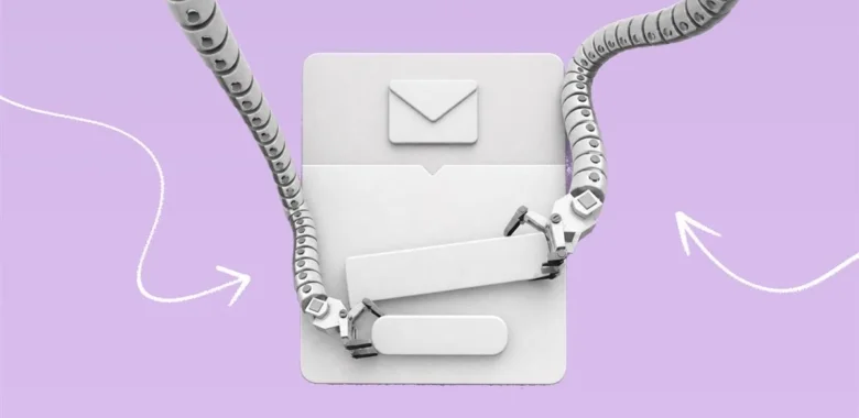 Pop-up form examples cover with a signup card, envelope, and robotic arms