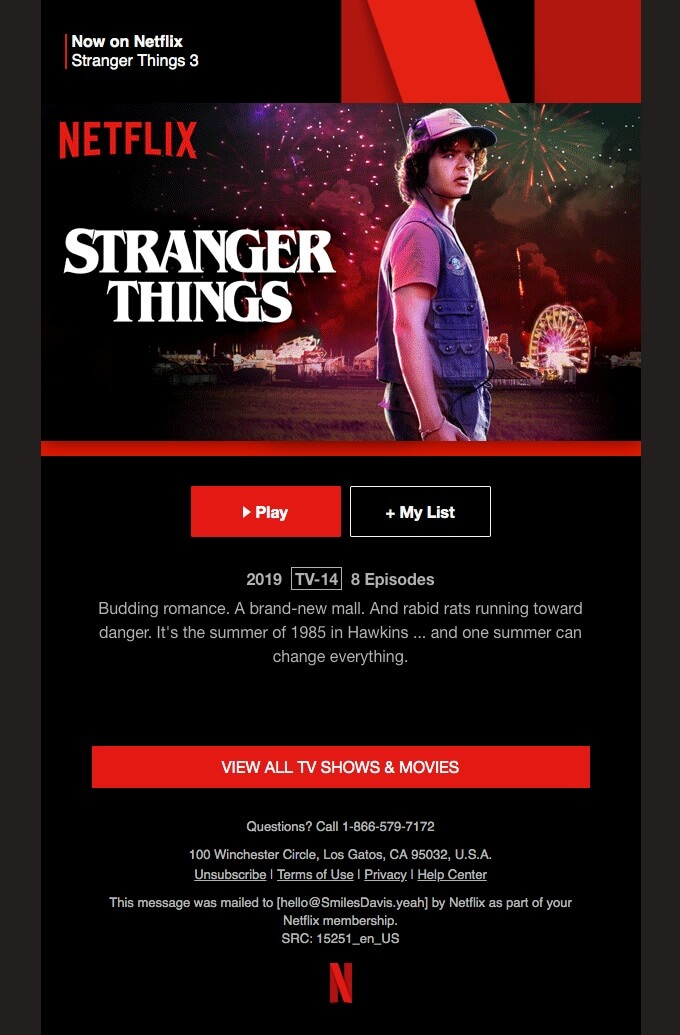 Now on Netflix email
