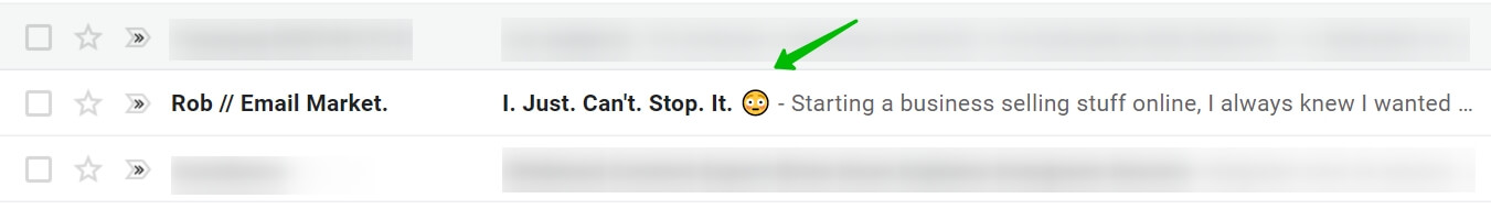 An example of emojis contributing to the subject line