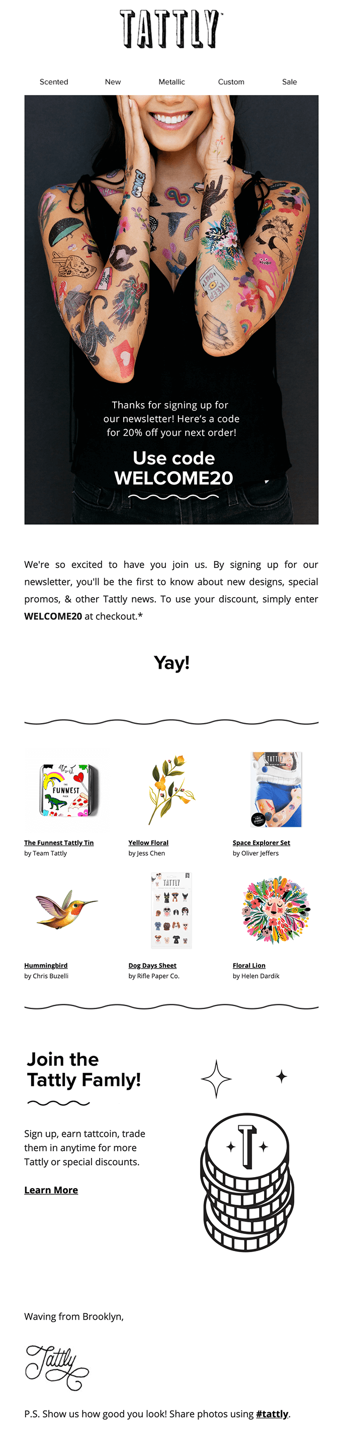 Tattly welcome email.