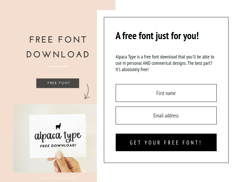 a free font can also be a lead magnet