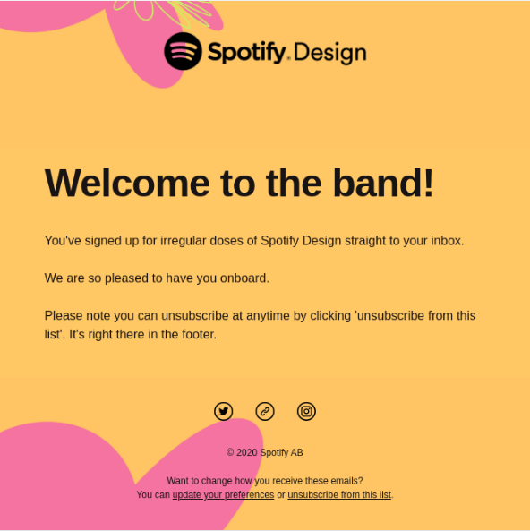 Spotify welcome email.