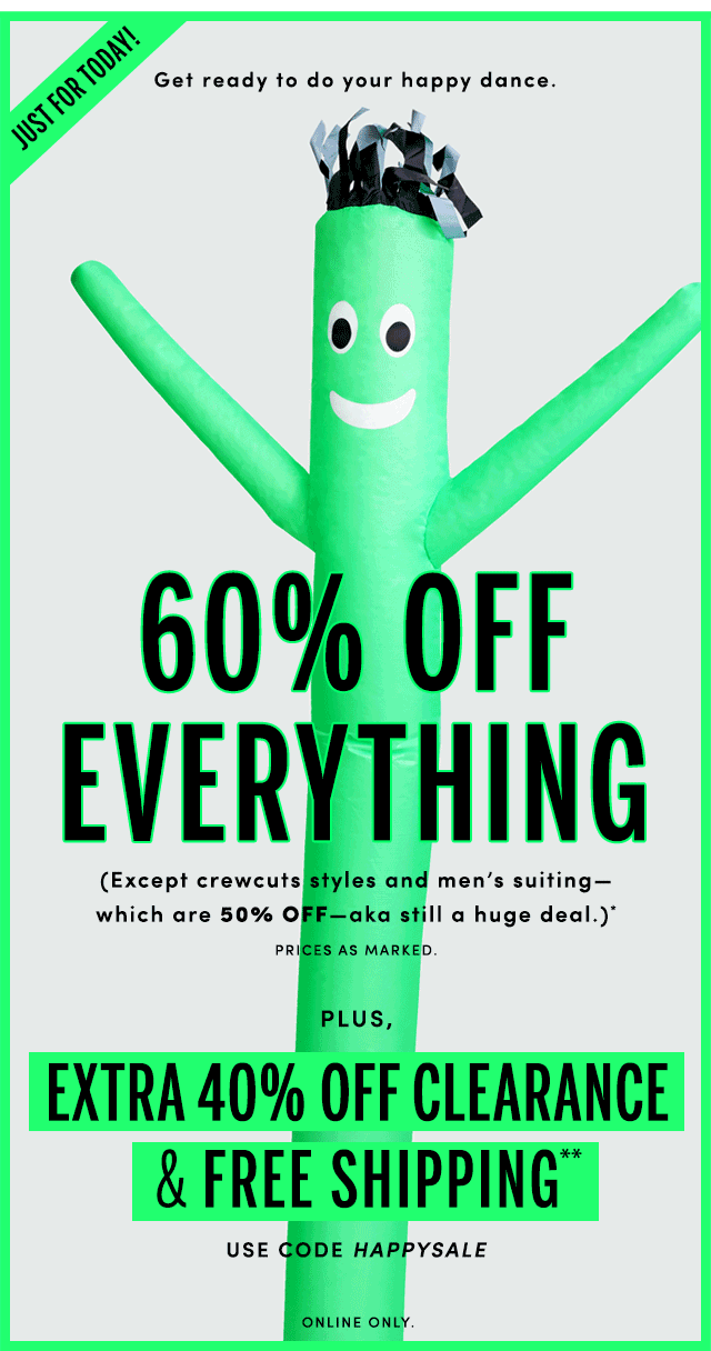 A Cyber Monday email with a GIF of an inflatable tube man moving