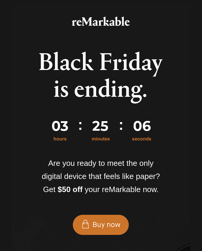 A Black Friday email with a timer