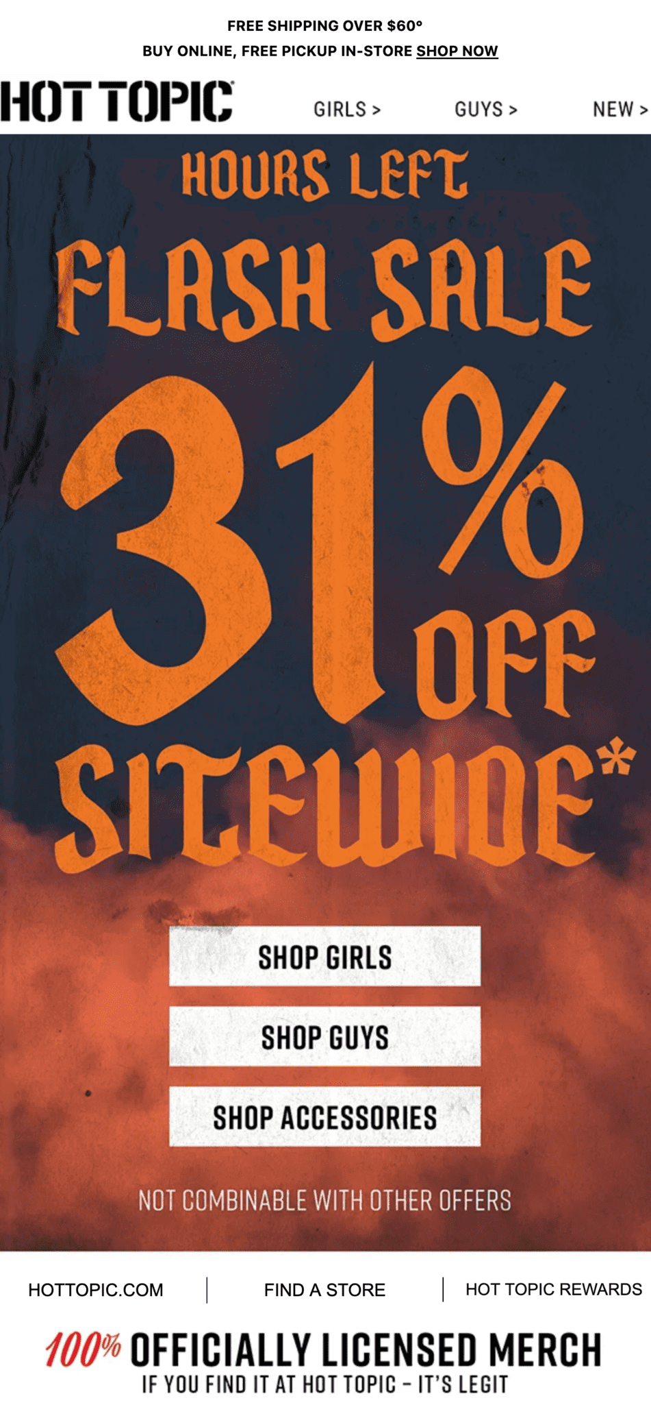 A Halloween email with a retro wavy font used for the banner