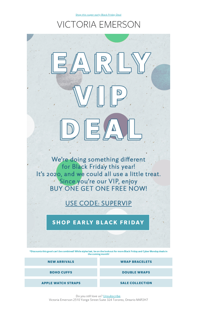 An Early VIP deal email for Black Friday