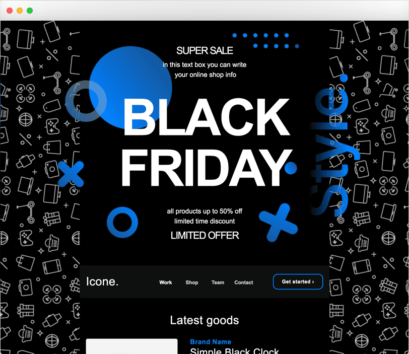 A Black Friday email template from Stripo