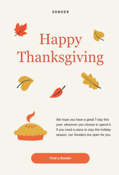 Thanksgiving Email by Sonder