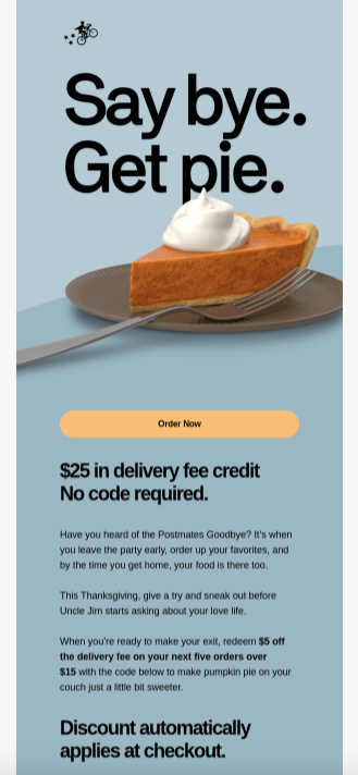 Thanksgiving Email by Postmates