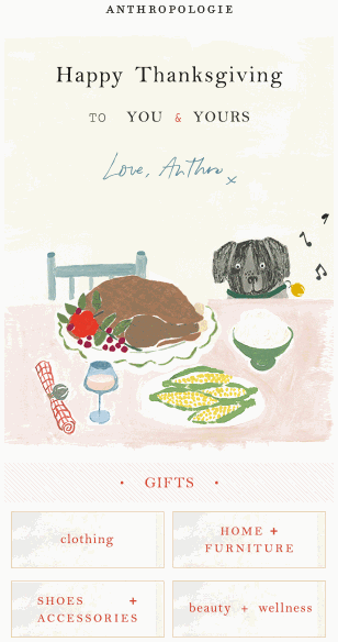 Thanksgiving Email by Anthropologie