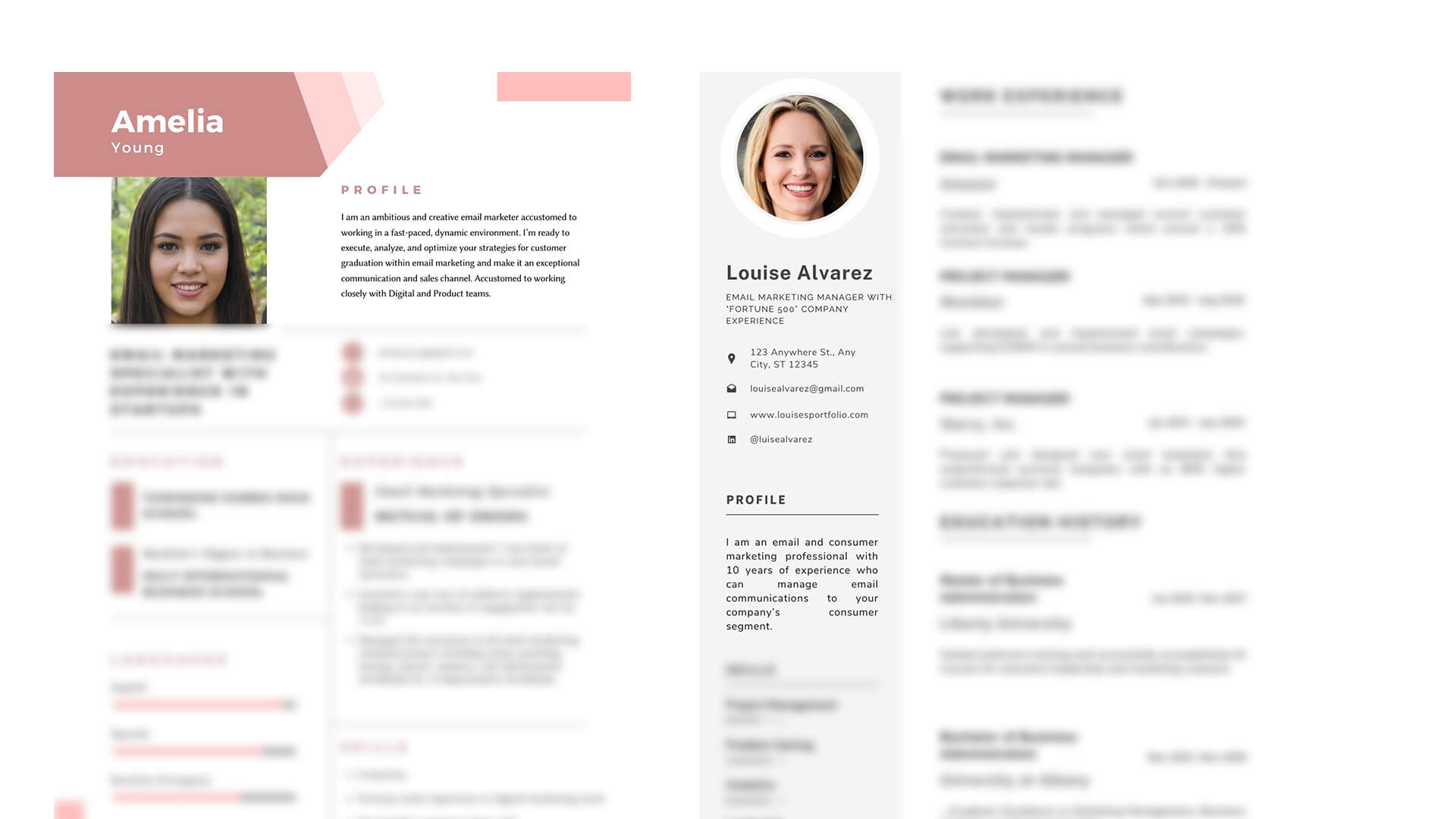 Examples of resume header location