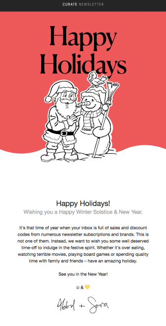 Christmas Email Template by Curate Labs