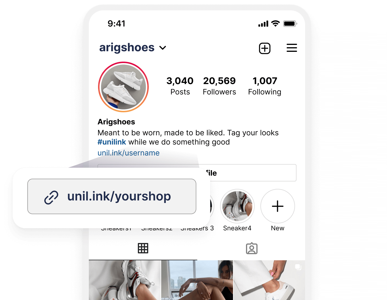 Unilink’s link in bio in an Instagram account